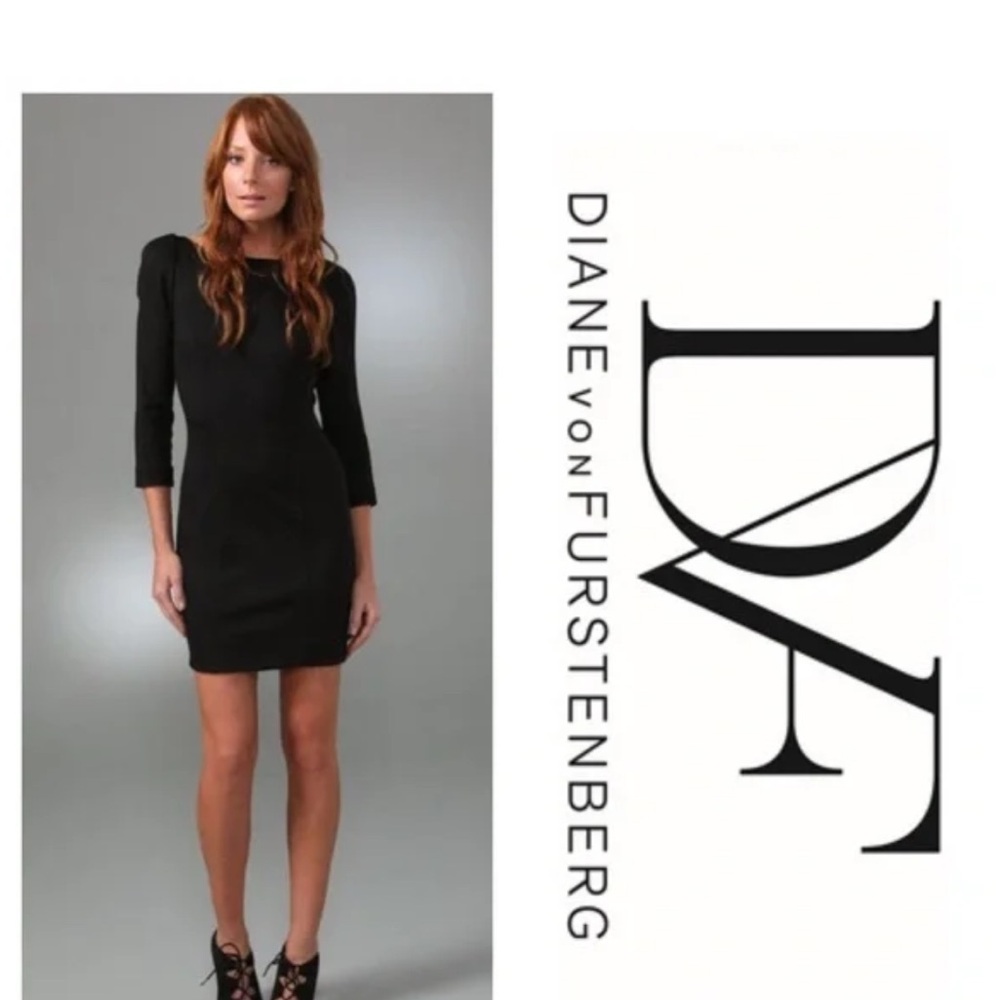 Diane Von Furstenberg Black Arita Sheath Dress Sz 12